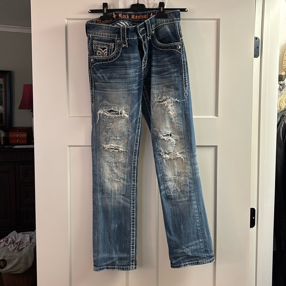 SZ 29 Slim/Straight. Rock Rivival Distrssed Jeans - Picture 5 of 6